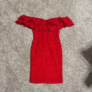 Windsor Strapless Red Lace Dress